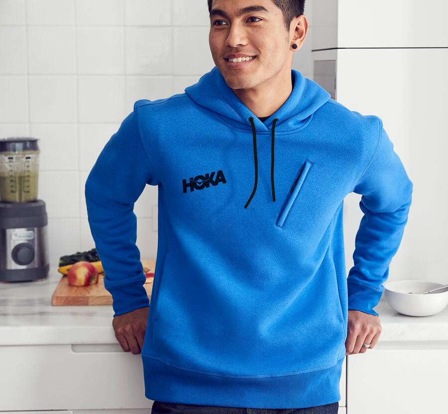 Hoka One One Mens Hoodie - Performance - Blue - VFKN51928